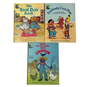 1980 Sesame Street Golden Press Book Set 3 Hardcover Grover Ernie Bert Kids Book